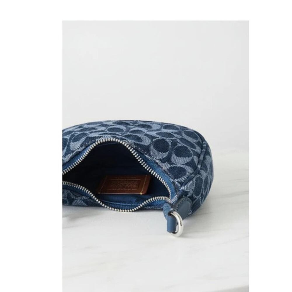 Coach Jonie Bag CAO04 Signature Denim Deep Blue Multi Crossbody Wristlet - Picture 9 of 13